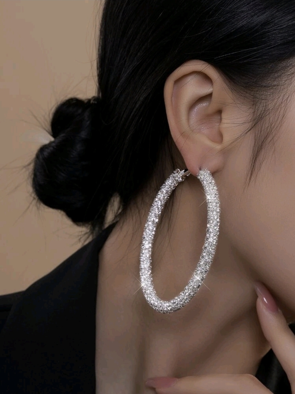NEW Crystal Pavé Oversized Hoop Earringz ▪︎ Silver